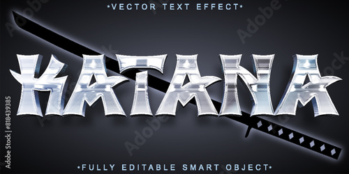 Silver Japan Katana Vector Fully Editable Smart Object Text Effect