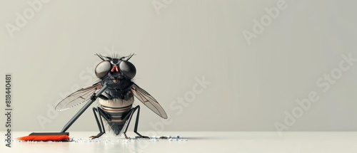 A housefly in a janitors uniform