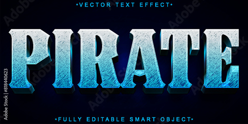 Blue Worn Pirates Vector Fully Editable Smart Object Text Effect