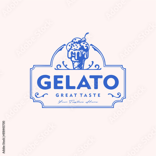vector vintage gelato food