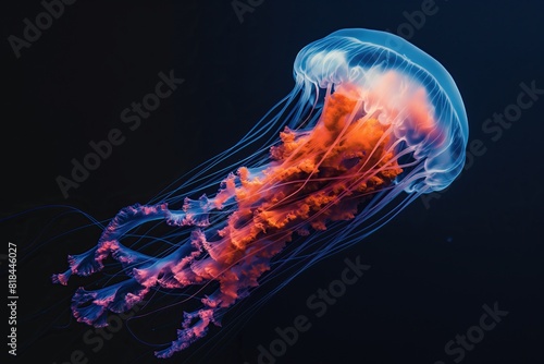 Bright jellyfish isolated on black background