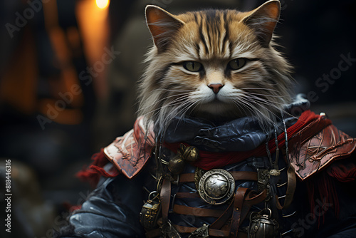 cat wearing Viking armor