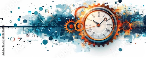 Time Machine for Business A gearshaped time machine labeled ERP speeds up time Business documents and workflows flow quickly through the machine, representing increased efficiency