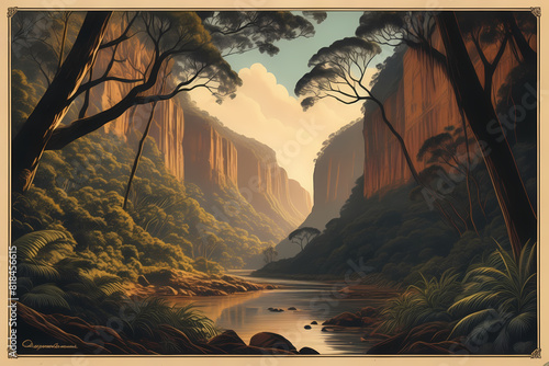 Step into the past with a vintage poster capturing the essence of Springbrook NP, Queensland. Its historic illustration evokes nostalgia and wonder