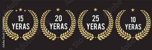 10, 15, 20, 25 years anniversary design vector illustration logo icon template