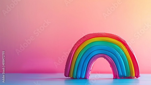 rainbow Miniature food replicas, blank space, minimalism, negative space, background wallpaper template, pride month LGBTQIA theme