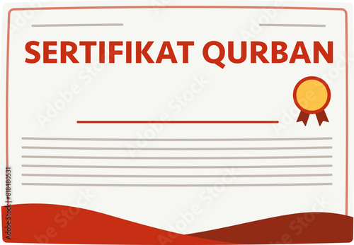 Certificate qurban or charter for places providing sacrificial animals with a guarantee
