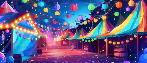 Glowing Pride Festival Celebration at Night with Copy Space Illustration