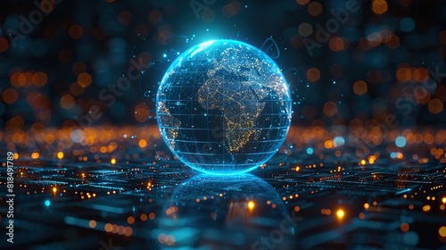 digital world globe centered on usa concept of global network and connectivity on earth data transfer and cyber technology information exchange.illustration
