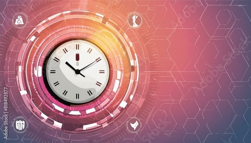Futuristic time clock hand and clock face digital transformation abstract technology background. Business growth currency stock timer and investment economy