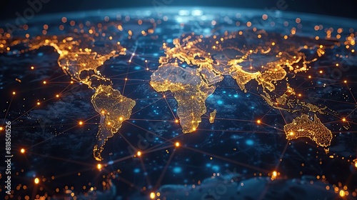 world map network connectivity in finance economy telecommunication.illustration,stock photo