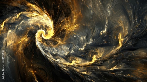 abstract fractal background representing genesis and creation dynamic gold and black swirls creative design element