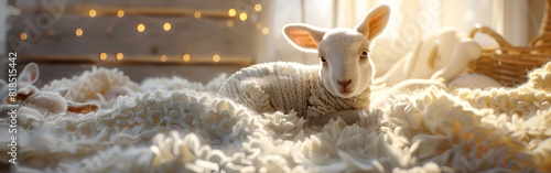 Cute sheep Adorable Animals Nature Lamb Domestic Livestock on a light background 