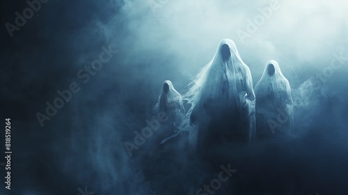 three ghostly ghost like figures in the fog