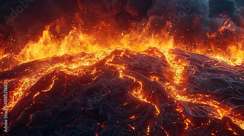 Geometric lava flow, anime heat, sharp contrasts , high resolution