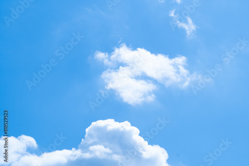Blue sky white clouds and Beautiful puffy fluffy cumulus cloud, cloudscape background.