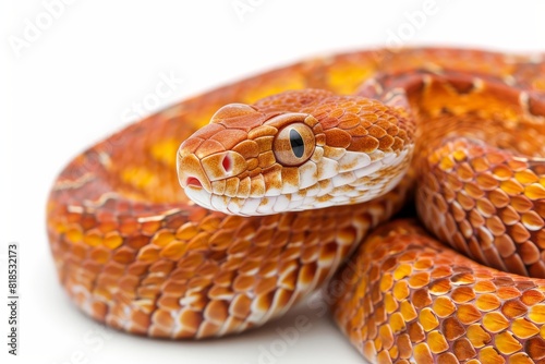 Corn Snake Coiled Elegance: Capture the elegance of a Corn Snake in a coiled position. photo on white isolated background