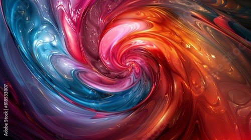 Abstract swirls and curves, vibrant hues, closeup view, glossy finish , Ideogram