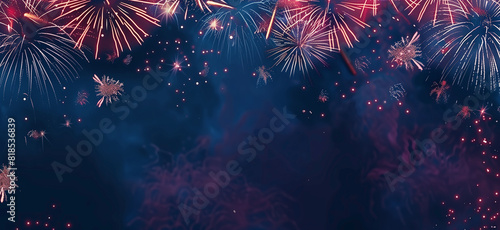 4th of July fireworks background, night sky with colorful fireworks display