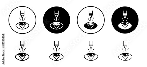 Lasik laser eye surgery icon. smile surgery for eyeball vision or myopia correction symbol. retina sight operation vector