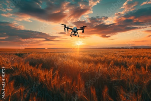 High tech drone technology for precision farming in agricultural fields with smart farming techniques for efficient crop management and environmental monitoring