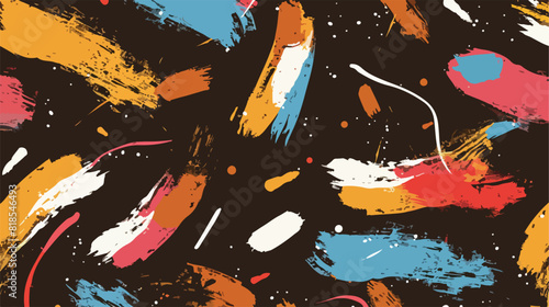 Brown seamless pattern with abstract colorful paint style