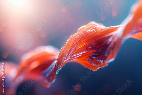Detailed yet minimalistic depiction of muscle tissue highlighting protein fibers in a vibrant and clean aesthetic. Space for text in the upper left corner.