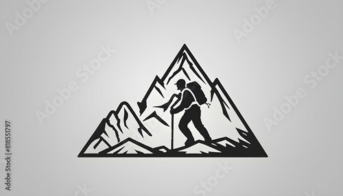 A mountain icon with a mountain climbers gear lai