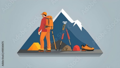 A mountain icon with a mountain climbers gear lai upscaled_2