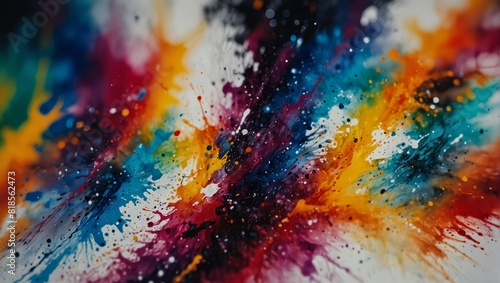 A close up of a colorful abstract painting on white background,.