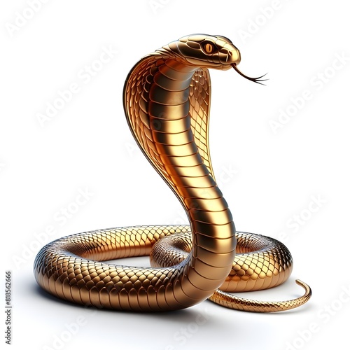 King cobra snake poised with tongue, cut out transparent