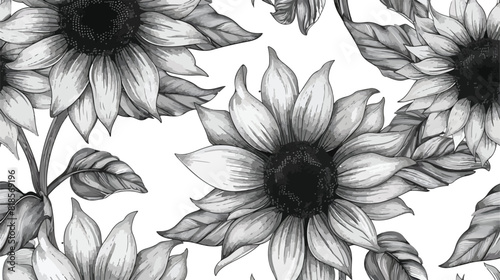 Elegant floral seamless pattern with sunflower parts.