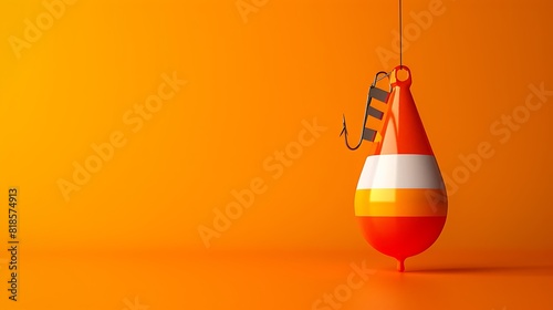 Fishing float with chart isolated on orange background