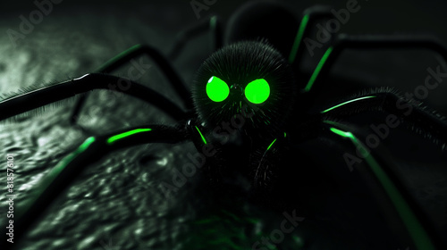 Arachnid Fury: Angry Black Spider in 3D. Generative AI