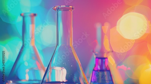 A digital abstract banner featuring a glass flask and vial, symbolizing chemistry and scientific research.