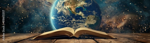 Open book cradling the Earth, symbolizing the power of education to change the world
