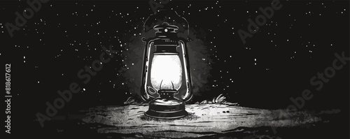 Vintage glowing lantern hand drawing engraving style. vector simple illustration