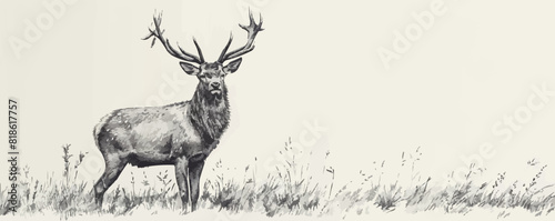 Vector illustration of hand drawn noble deer