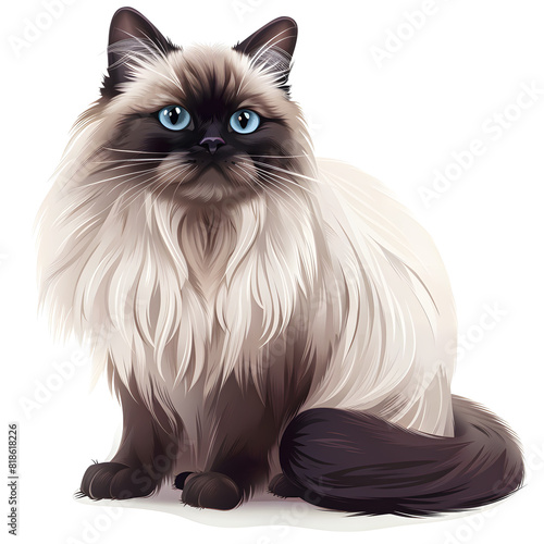 Clipart illustration of himalayan cat breeds on a white background. Suitable for crafting and digital design projects.[A-0002]