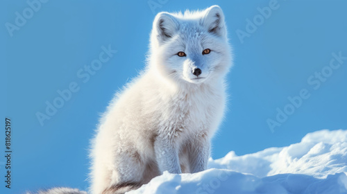 Arctic fox in the rays of sunset