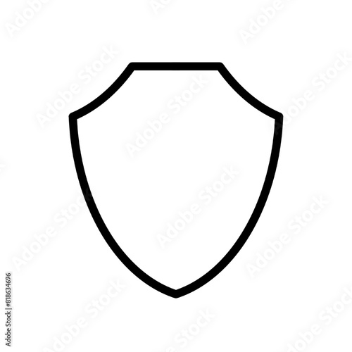 shield protection outline icon. black shield frame icon sign isolated on white transparent background