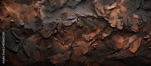 Abstract dark clay texture with various elements Copy space image