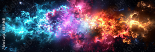  exploding nebula on dark background, Galaxy with nebula and stars in space. colorful space nebula 
