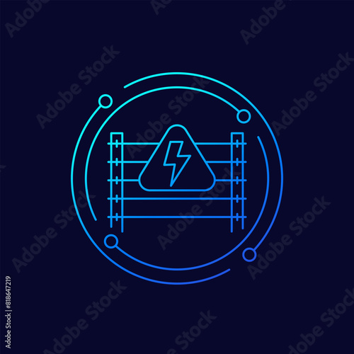 Electric fence icon, linear design