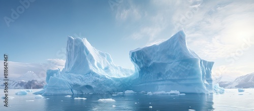 A captivating copy space image of a melting iceberg in Tiniteqilaaq East Greenland as water cascades into the sea on a picturesque summer day