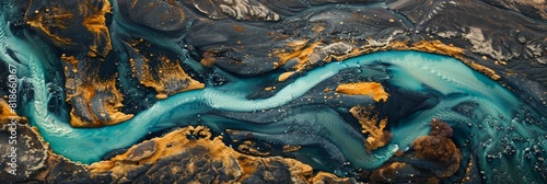 Breathtaking Aerial View of Icelandic River for Travel and Nature Concepts Generative AI