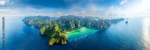Breathtaking Aerial View of Tropical Island Landscape in Thailand Generative AI