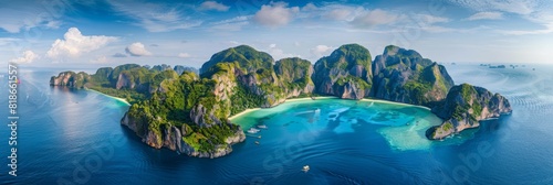 Breathtaking Aerial View of Tropical Island Landscape in Thailand Generative AI