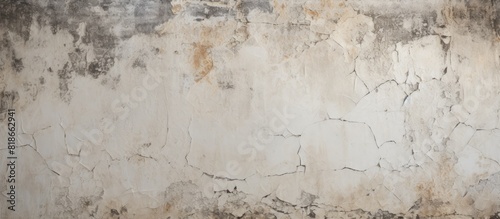 Aged weathered and cracked plaster wall texture background with a rough textured surface showcasing a contrasting blend of dark and white colors Ideal for copy space image usage