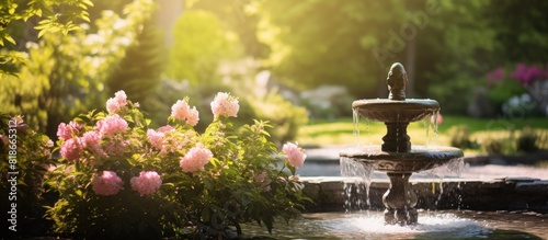 In the garden there is a charming spring water fountain providing a picturesque view with ample copy space image